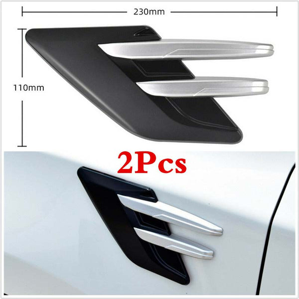 2pcs Black Chrome Car Fender Side Vents Compatible Decorative Air Flow Intake For Exterior Parts in ABS