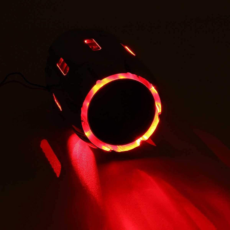 1pc Red 2.5'' 63mm Exhaust Tips Stainless Steel Muffler Car Exhaust Tail Pipe Modification Luminous Tube With Flame LED light