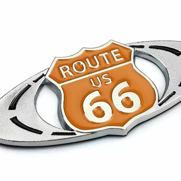 1pc 3D Metal ROUTE US 66 Car Side Fender Rear Trunk Emblem Badge Sticker Decals for Universal Cars for Moto Bike Decorative
