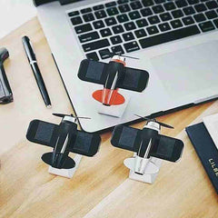 1pc Aircraft Solar Car Air Freshener Aromatherapy Car Interior Decoration Accessories Perfume Diffuser (Black)