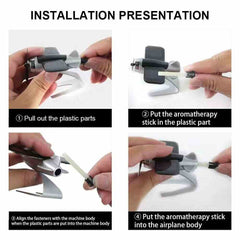 1pc Aircraft Solar Car Air Freshener Aromatherapy Car Interior Decoration Accessories Perfume Diffuser (Black)