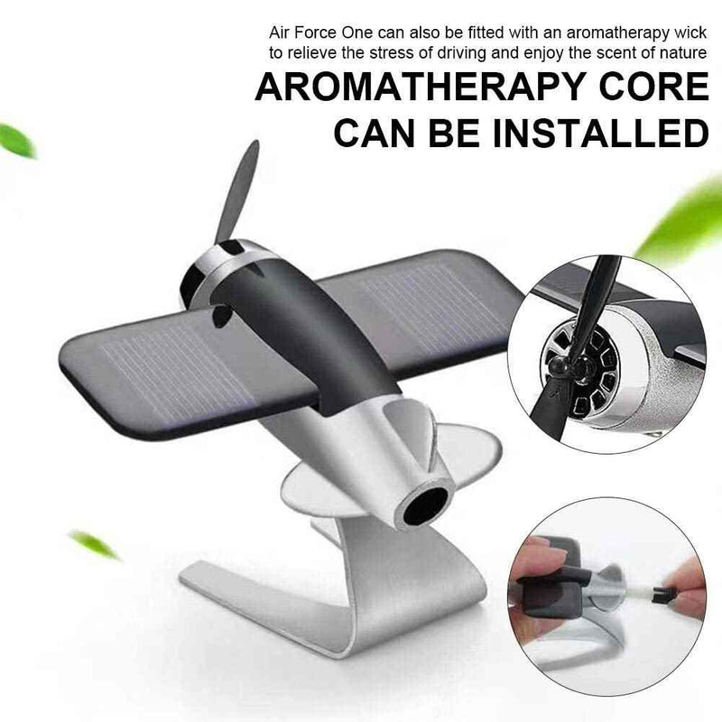 1pc Aircraft Solar Car Air Freshener Aromatherapy Car Interior Decoration Accessories Perfume Diffuser (Black)