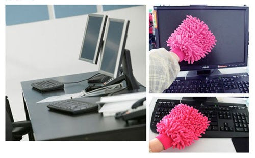 1Pc Assorted Colour Double Sided Microfiber Premium Wash Mitt Hand Gloves Duster