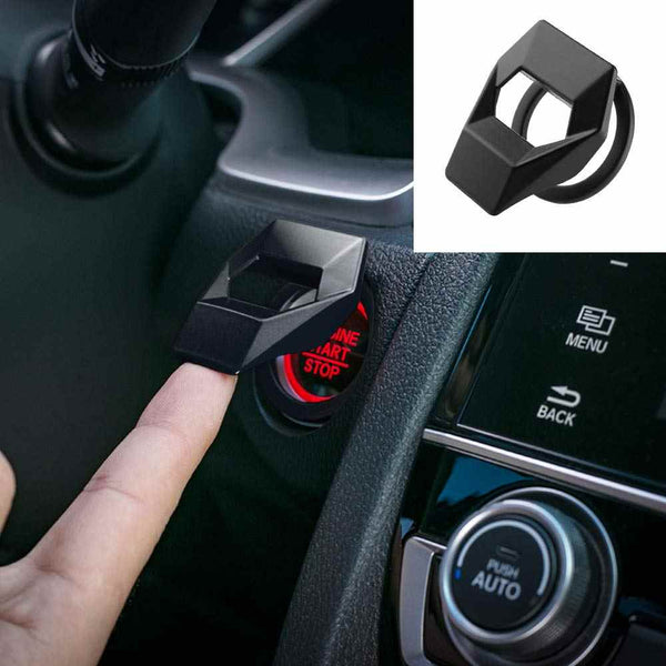 1pc Black Car Aluminum Engine Start Stop Engine Push Button Protection Cover Trim Sticker