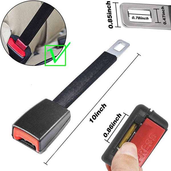 1pc Black Seat Belt Extender, 10 inch Seatbelt Extender, Car Buckle Extender with 7/8 Inch Metal Tongue, Safety Belt Extension Accessory for Most Car
