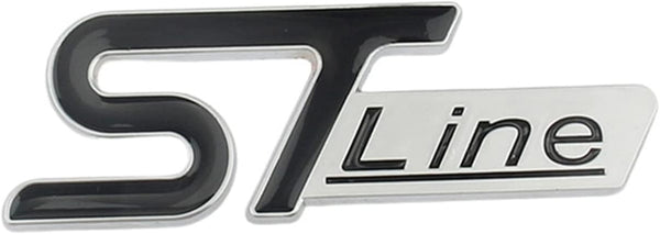 1pc Black ST Line On Chrome Background 3D Metal Emblem Badge Stickers For Car Truck Bike
