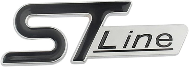1pc Black ST Line On Chrome Background 3D Metal Emblem Badge Stickers For Car Truck Bike