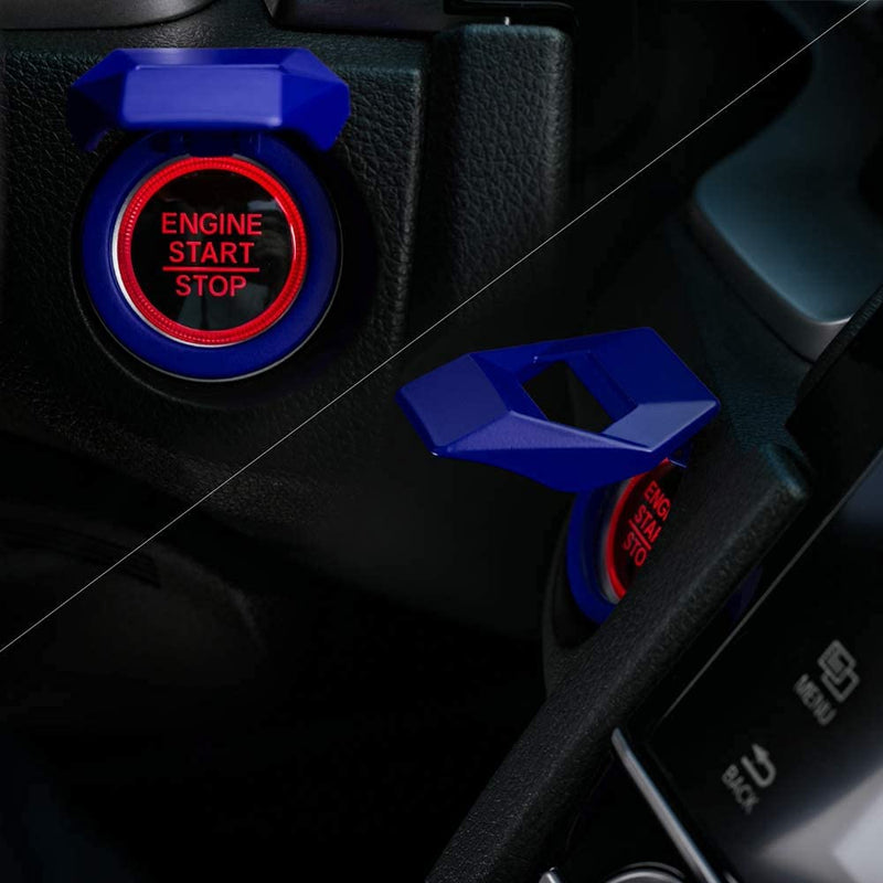 1pc Blue Car Aluminum Engine Start Stop Engine Push Button Protection Cover Trim Sticker