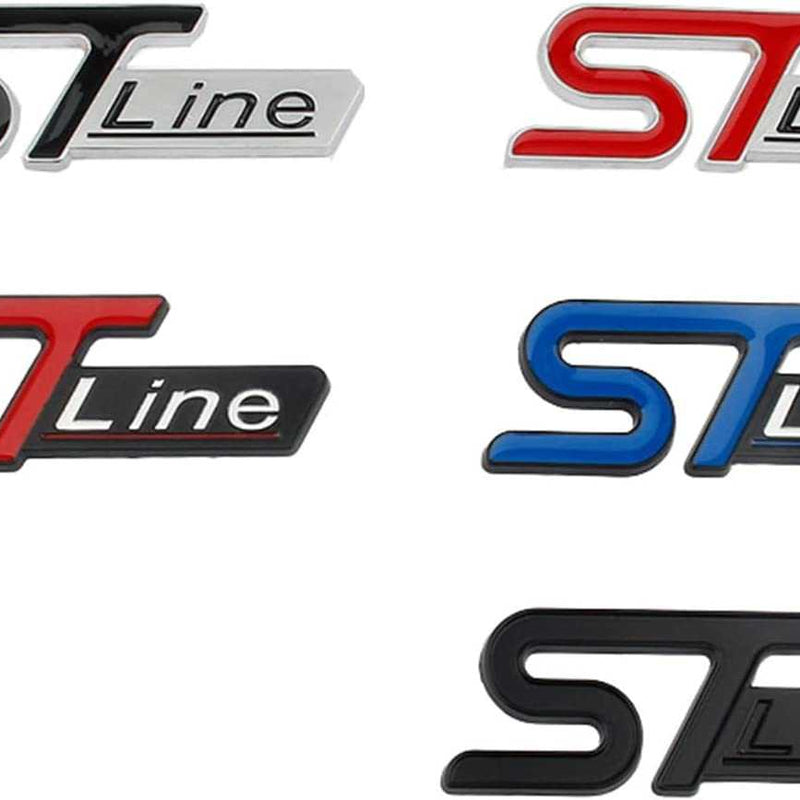 1pc Blue ST White Line 3D Metal Emblem Badge Stickers For Car Truck Bike