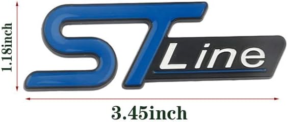 1pc Blue ST White Line 3D Metal Emblem Badge Stickers For Car Truck Bike