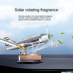 1pc Fighter Plane Solar Air Fragrance Car Perfume Auto Rotation Fan With Solar Powered With Organic Fragrance Air Fresheners Perfume Diffuser (Silver_Black, Random)