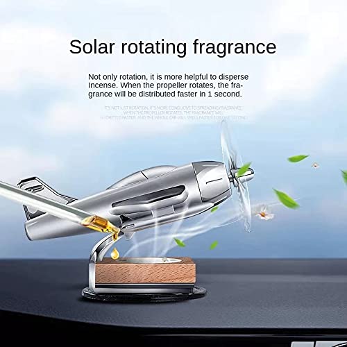 1pc Fighter Plane Solar Air Fragrance Car Perfume Auto Rotation Fan With Solar Powered With Organic Fragrance Air Fresheners Perfume Diffuser (Silver_Black, Random)