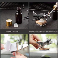 1pc Fighter Plane Solar Air Fragrance Car Perfume Auto Rotation Fan With Solar Powered With Organic Fragrance Air Fresheners Perfume Diffuser (Silver_Black, Random)