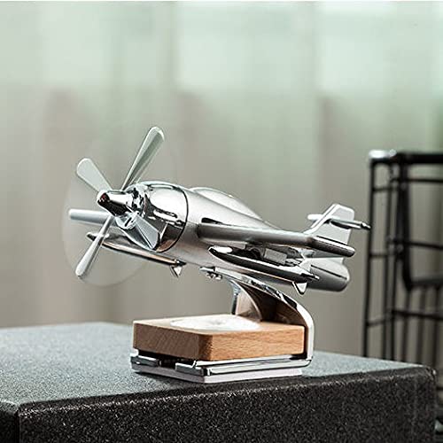 1pc Fighter Plane Solar Air Fragrance Car Perfume Auto Rotation Fan With Solar Powered With Organic Fragrance Air Fresheners Perfume Diffuser (Silver_Black, Random)