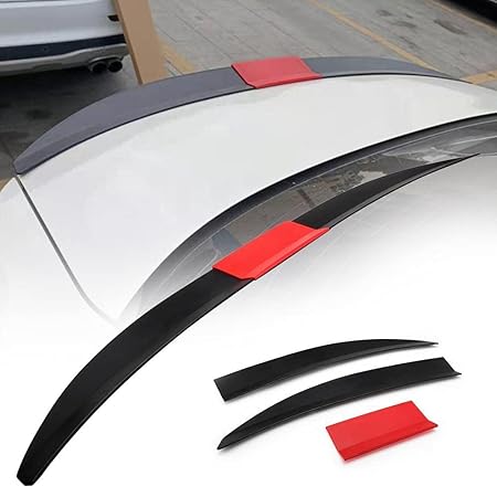 1pc Matt Black And Red Universal Rear Boot Spoiler Ducktail High Kick Trunk Wing For Sedan