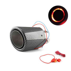 1pc Red 63mm Inlet Car Muffler Exhaust Tip Tail Pipe Light LED Carbon Fiber Accessories