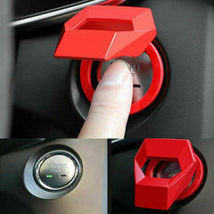 1pc Red Car Aluminum Engine Start Stop Engine Push Button Protection Cover Trim Sticker