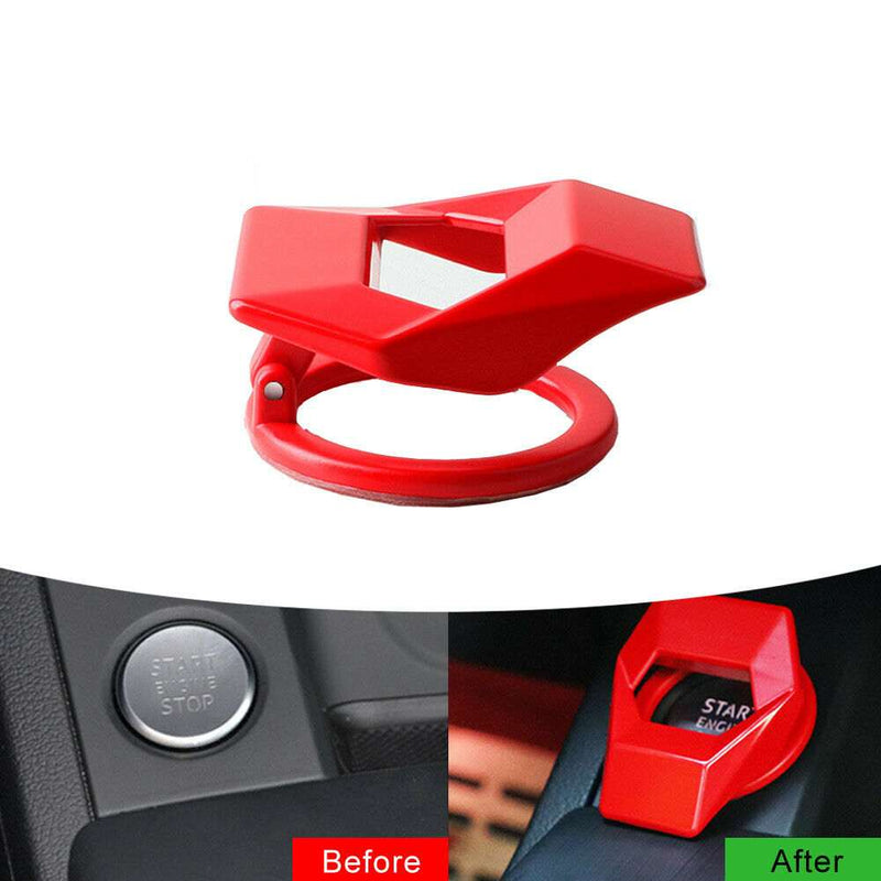 1pc Red Car Aluminum Engine Start Stop Engine Push Button Protection Cover Trim Sticker