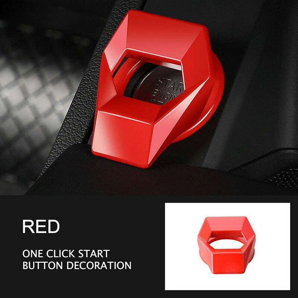 1pc Red Car Aluminum Engine Start Stop Engine Push Button Protection Cover Trim Sticker