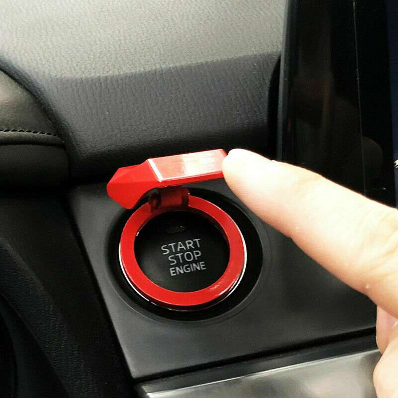 1pc Red Car Aluminum Engine Start Stop Engine Push Button Protection Cover Trim Sticker