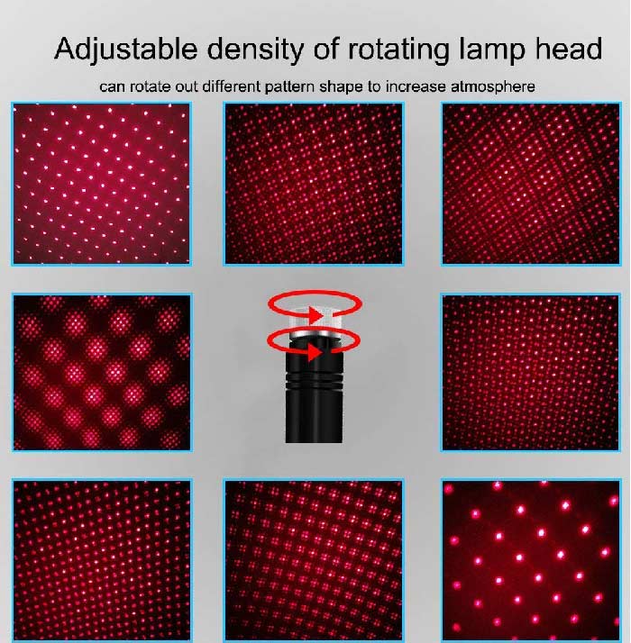 1pc Red Car USB Roof Star Projector Lights Flexible Romantic USB Ambient Atmosphere Lamp Fit All Cars Ceiling Decoration