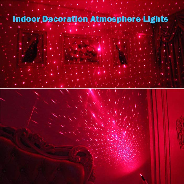 1pc Red Car USB Roof Star Projector Lights Flexible Romantic USB Ambient Atmosphere Lamp Fit All Cars Ceiling Decoration