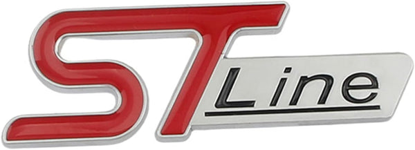 1pc Red ST Black Line 3D Metal Emblem Badge Stickers For Car Truck Bike