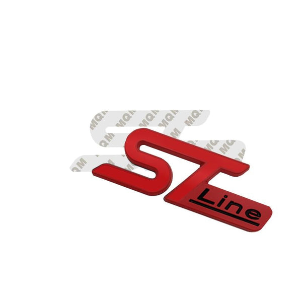 1pc Red ST Black Line On Red Background 3D Metal Emblem Badge Stickers For Car Truck Bike