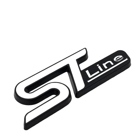 1pc White ST Line 3D Metal Emblem Badge Stickers For Car Truck Bike