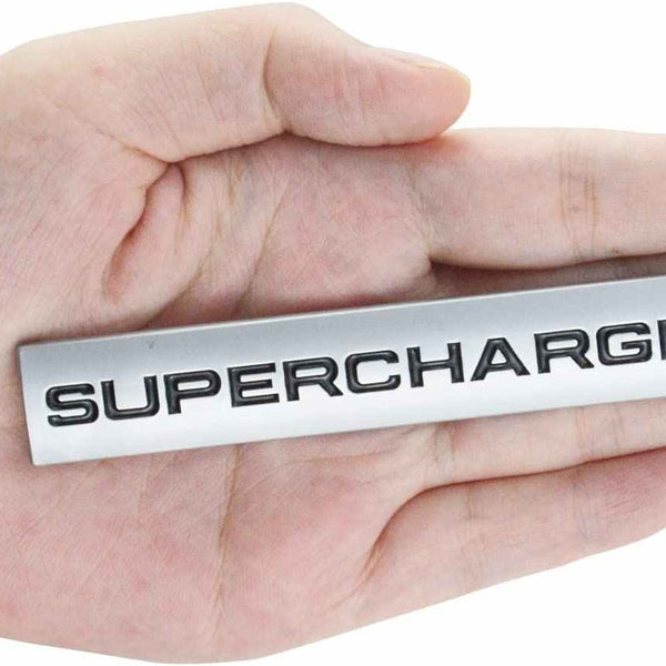 1pcs Chrome Black SUPERCHARGED 3D Metal Car Sticker Emblem Badge Car Bike Decorative