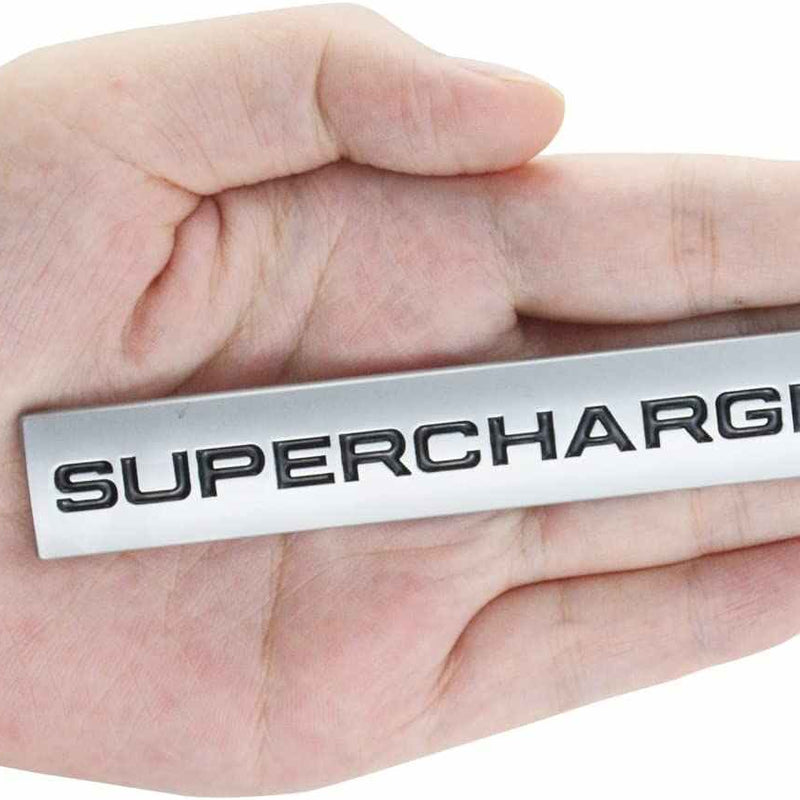 1pcs Chrome Black SUPERCHARGED 3D Metal Car Sticker Emblem Badge Car Bike Decorative