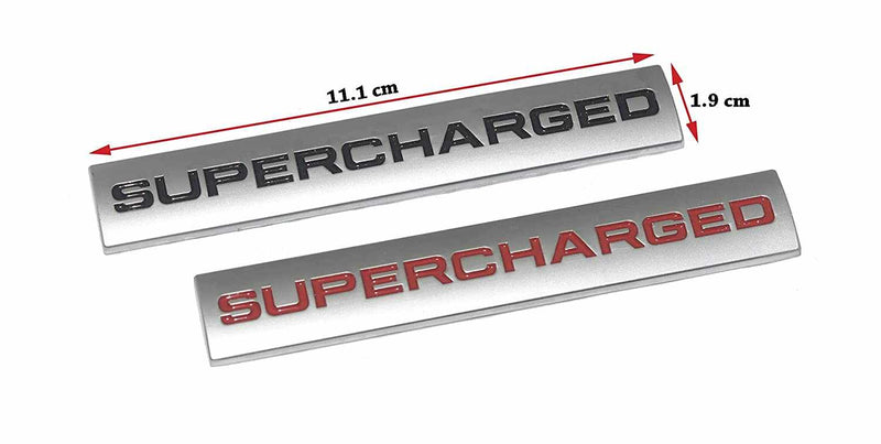 1pcs Chrome Red SUPERCHARGED 3D Metal Car Sticker Emblem Badge Car Bike Decorative
