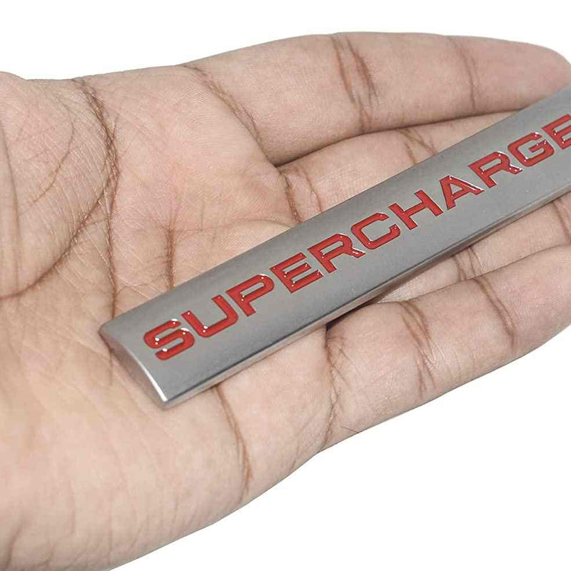 1pcs Chrome Red SUPERCHARGED 3D Metal Car Sticker Emblem Badge Car Bike Decorative