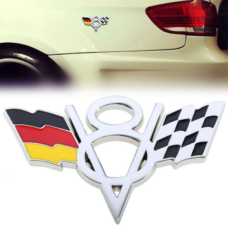 1pcs V8 German Flag Metal Motorcycle Decoration Stickers Car Emblem Badge Decals