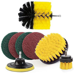 8 Pcs Drill Brush Cleaning Kit – Power Scrubber Pads & Brush Attachment Set for Bathroom, Tiles, Floor & Car (Drill Not Included)