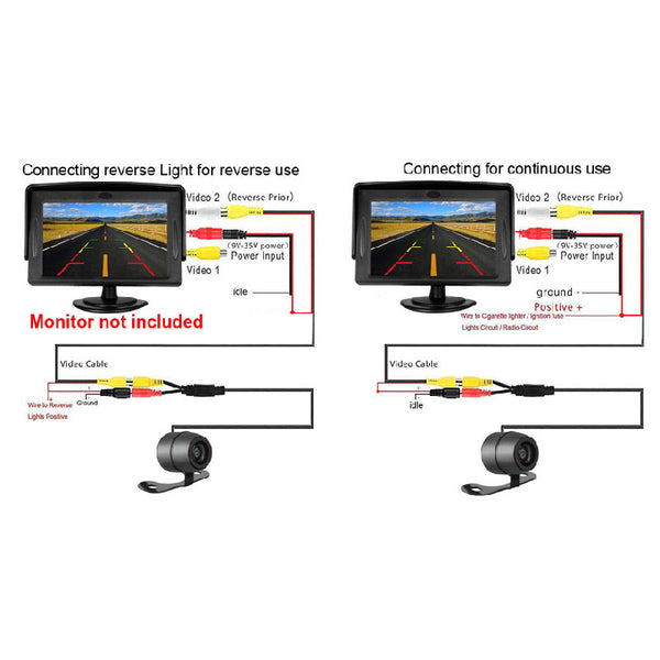 2 in 1 Flush Bracket Car Rear View Reversing Waterproof Parking Camera 145 Degrees