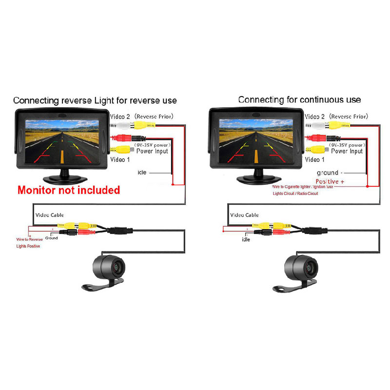 2 in 1 Flush Bracket Car Rear View Reversing Waterproof Parking Camera 145 Degrees