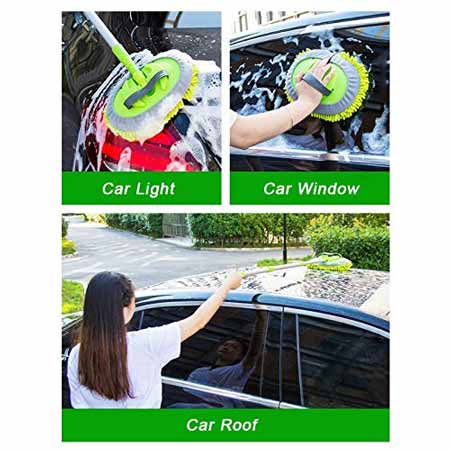 2 in 1 Chenille Microfiber Car Wash Mop Mitt with 46