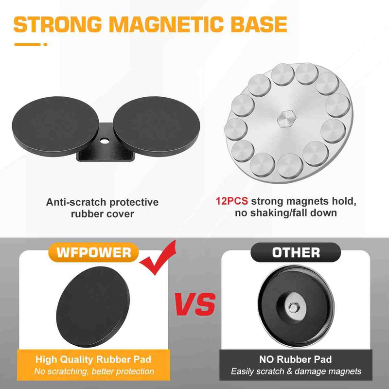 2 Pack Light Bar Magnetic Mount Bracket, Work Light Base Magnet, Powerful LED Light Magnetic Mount Holder with Rubber Pad for Off-road Driving Lamp, Emergency Light, Roof Light Bar, Fog Light