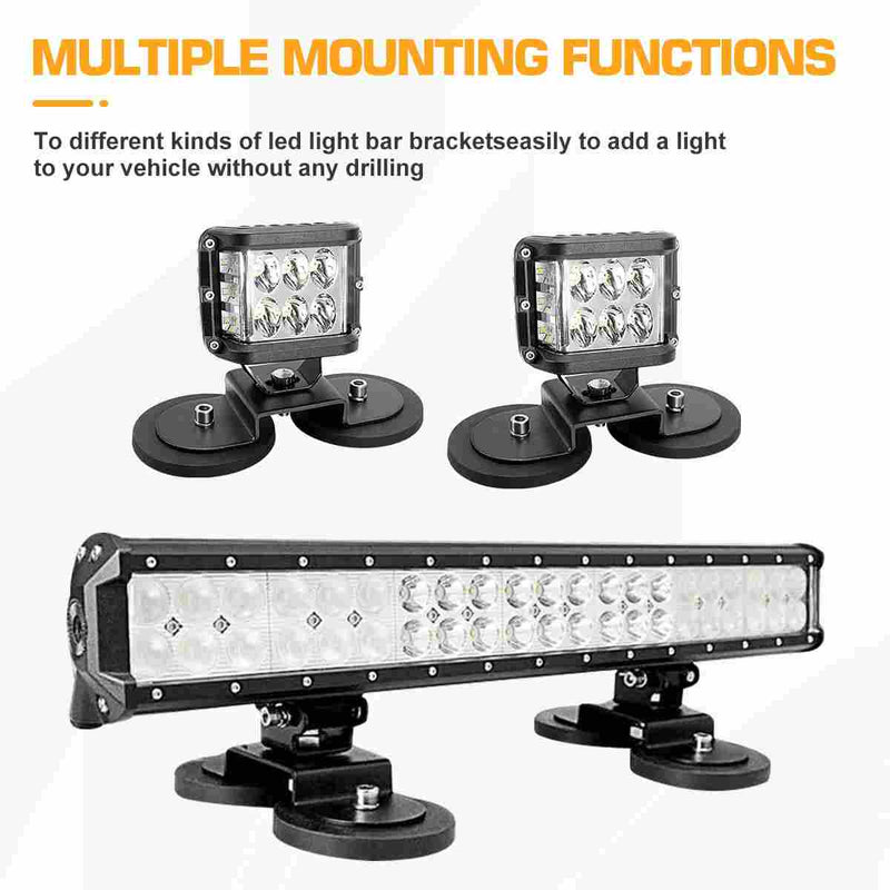 2 Pack Light Bar Magnetic Mount Bracket, Work Light Base Magnet, Powerful LED Light Magnetic Mount Holder with Rubber Pad for Off-road Driving Lamp, Emergency Light, Roof Light Bar, Fog Light
