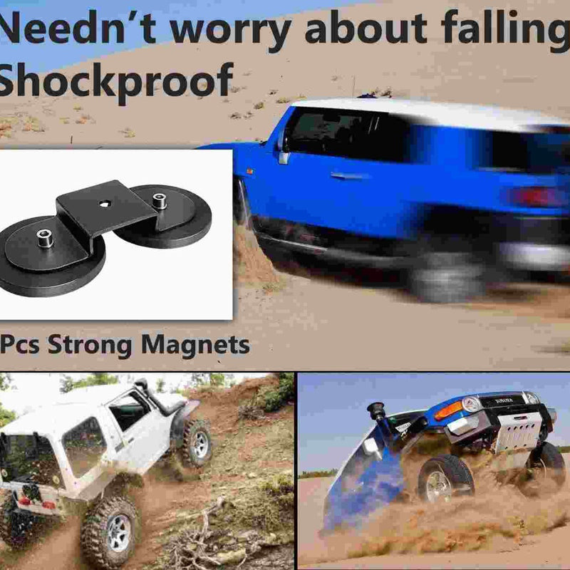 2 Pack Light Bar Magnetic Mount Bracket, Work Light Base Magnet, Powerful LED Light Magnetic Mount Holder with Rubber Pad for Off-road Driving Lamp, Emergency Light, Roof Light Bar, Fog Light