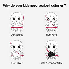 2 Pcs Black Triangle Seat Belt Adjuster Cover Pad Harness for Short Adults / Kids