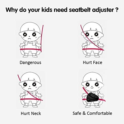 2 Pcs Black Triangle Seat Belt Adjuster Cover Pad Harness for Short Adults / Kids