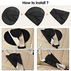 2 Pcs Black Triangle Seat Belt Adjuster Cover Pad Harness for Short Adults / Kids