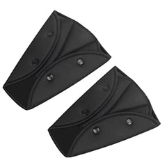 2 Pcs Black Triangle Seat Belt Adjuster Cover Pad Harness for Short Adults / Kids