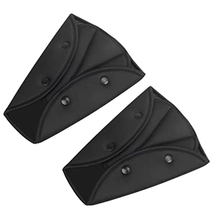 2 Pcs Black Triangle Seat Belt Adjuster Cover Pad Harness for Short Adults / Kids