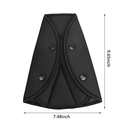 2 Pcs Black Triangle Seat Belt Adjuster Cover Pad Harness for Short Adults / Kids