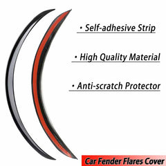2 Pcs Car Wheel Eyebrow Arch Protector Trim Lips Fender Flares Glossy Black Look