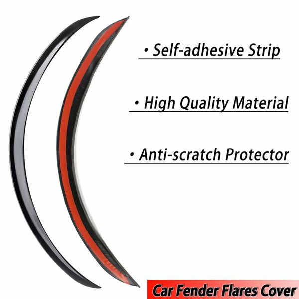 2 Pcs Car Wheel Eyebrow Arch Protector Trim Lips Fender Flares Glossy Black Look