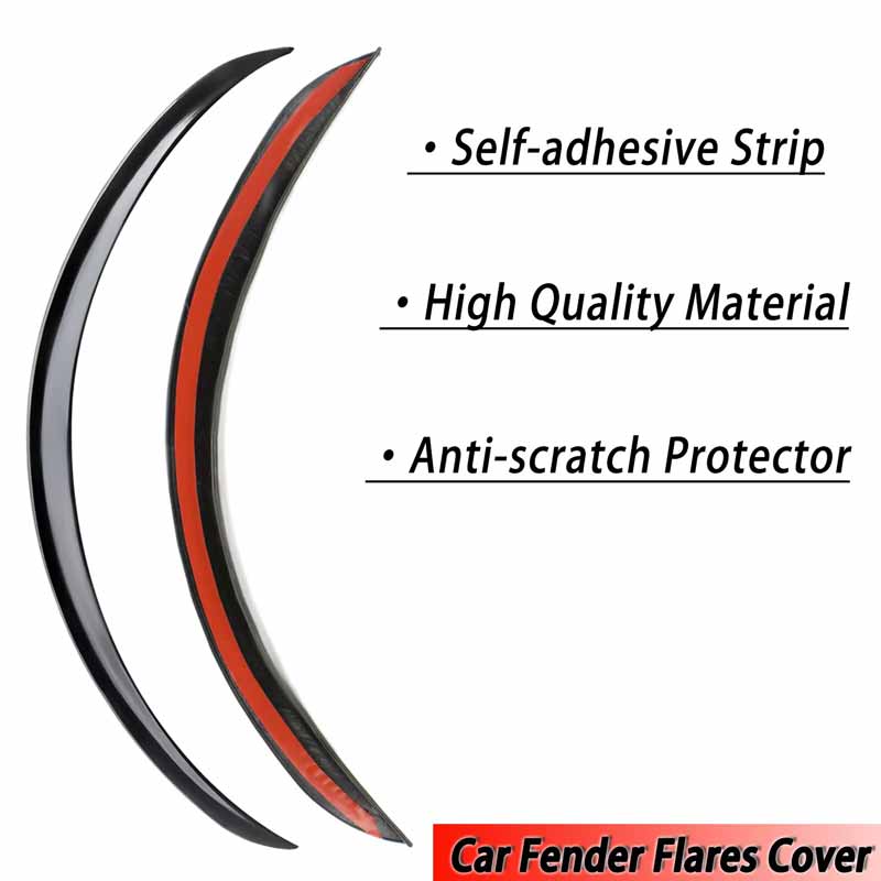 2 Pcs Car Wheel Eyebrow Arch Protector Trim Lips Fender Flares Glossy Black Look